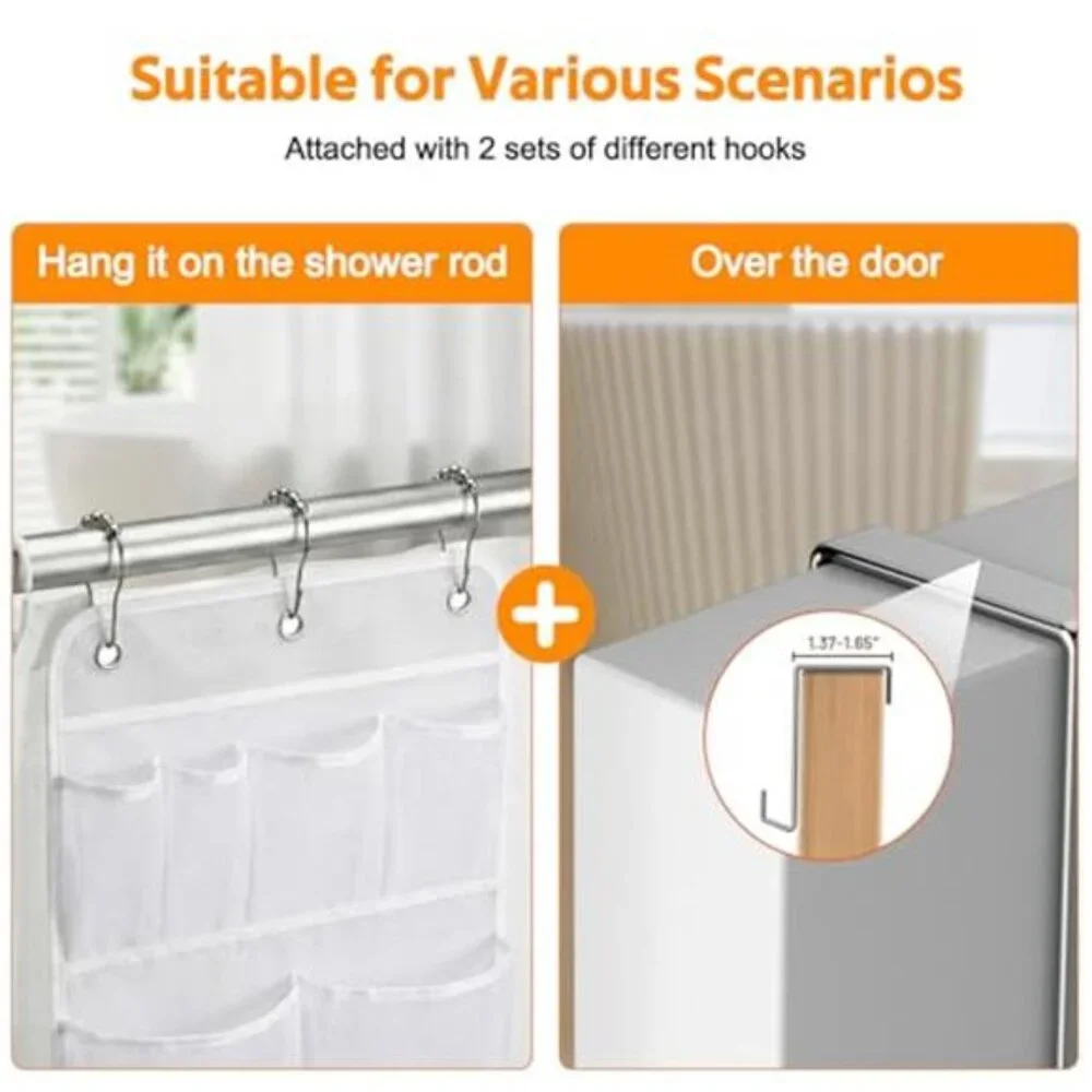 Hanging Shower Organizer Mesh Bathroom Caddy Over Door Pockets Storage Holder